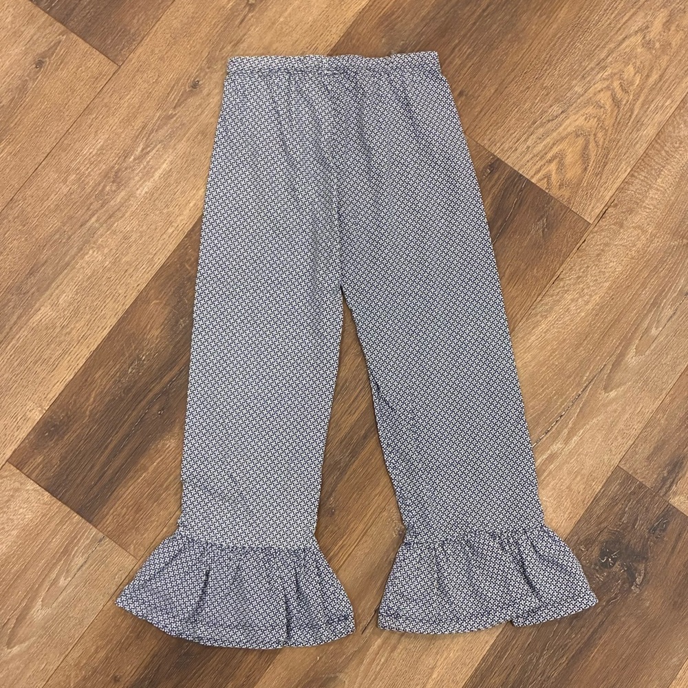 Ruffle Girl Blue White Ruffle Pants Bottoms Flare Wide Size 7 Girl - Picture 7 of 10